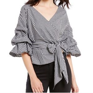 Gianni Bini Black and White Gingham Blouse